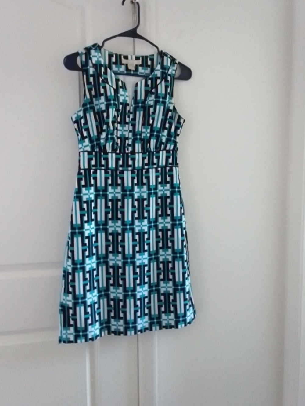 Banana Republic Teal and Black Geometric Print Mini Dress